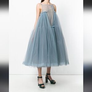 Molly Goddard Spring 2018 tulle layered grey/blue princess tulle/nylon gown